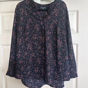 Hilary Radley Black Long Sleeve Relaxed Blouse